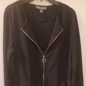 Kate & Mallory Stretch Knit Zip Front Asymmetrical Ruffle Jacket Size L